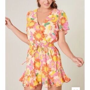 Sugarlips Pink and Yellow Floral Women's Shorts